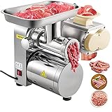 VBENLEM 3 in 1 Electric 500LB/H Commercial Slicer 110V Stainless Steel 1100w Cutter Machine Heavy Duty Sausage Maker Grinder Meat Mincer, 12.6' 13.3' 12.6' inch, Silver